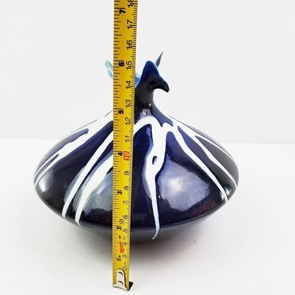 Limoges France Ceramic Abstract Modern Vase Style Blue White Art Piece - Picture 6 of 13